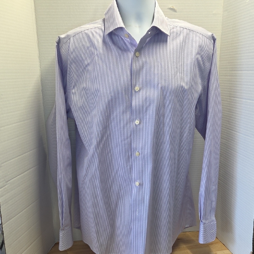 Kenneth Cole Light Purple Striped Dress Shirt
